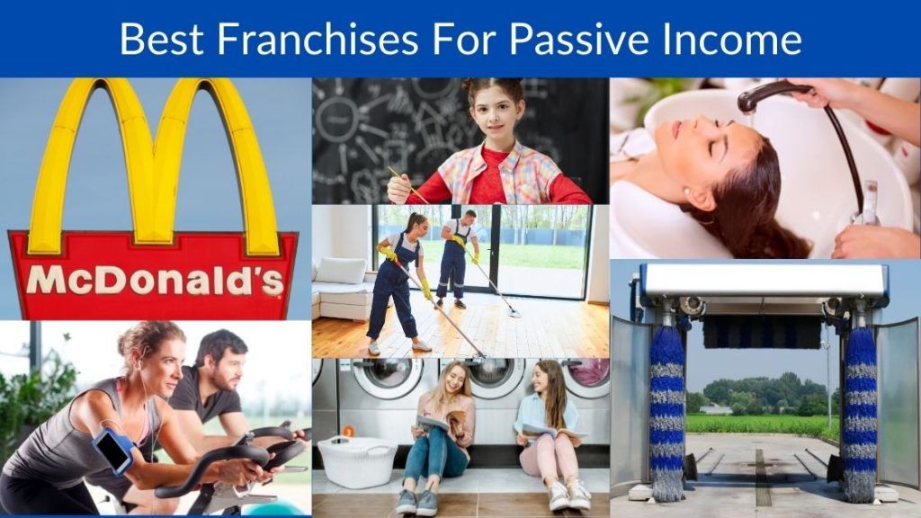 Collage of franchise businesses that can generate passive income