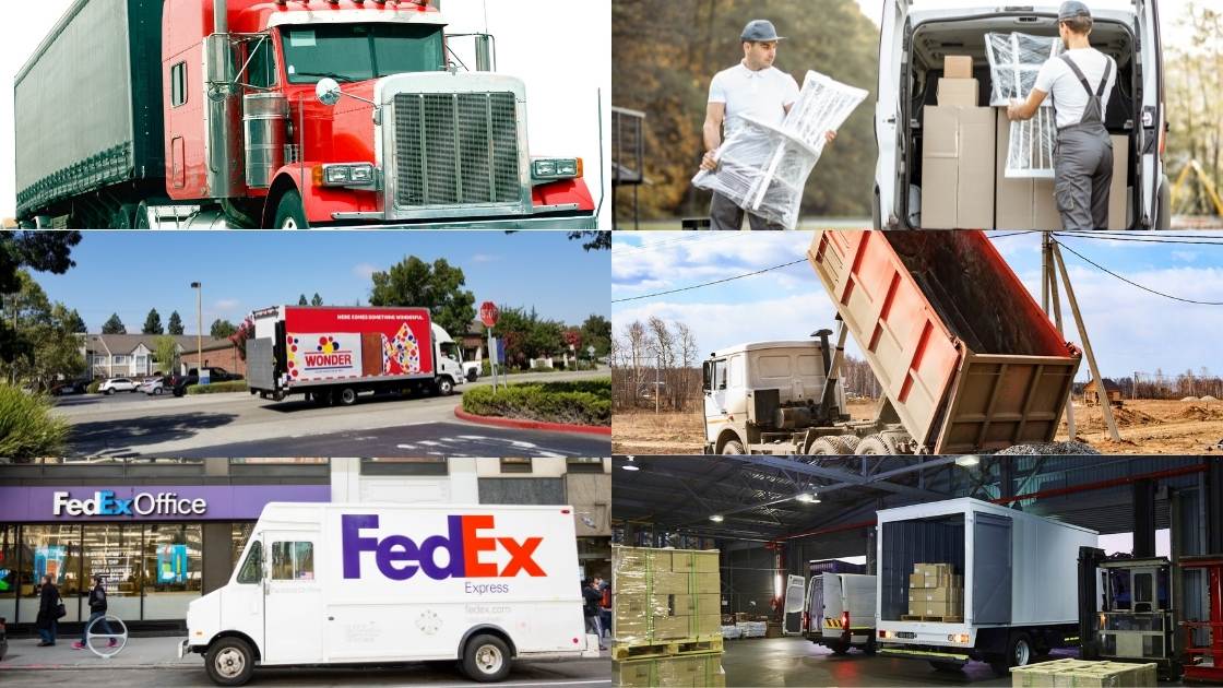 Collage of various trucking businesses