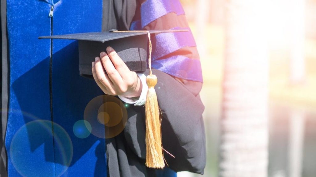 Image of PHD gown at graduation
