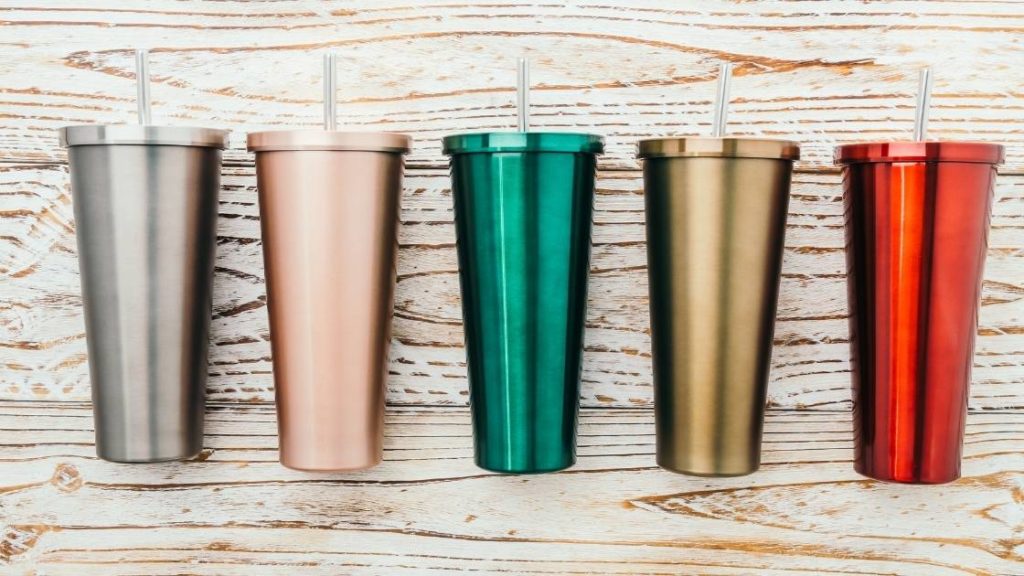 How to Start a custom tumbler business image of 5 tumblers with different colors